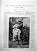 Old Print Courage Pauline Camacho Man Carrying Woman Garden Oak Tree 1895 19th
