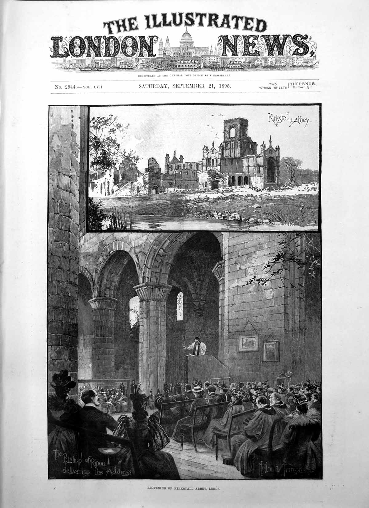 Old Reopening Kirkstall Abbey Leeds Bishop Ripon Delivering Address 1895 19th