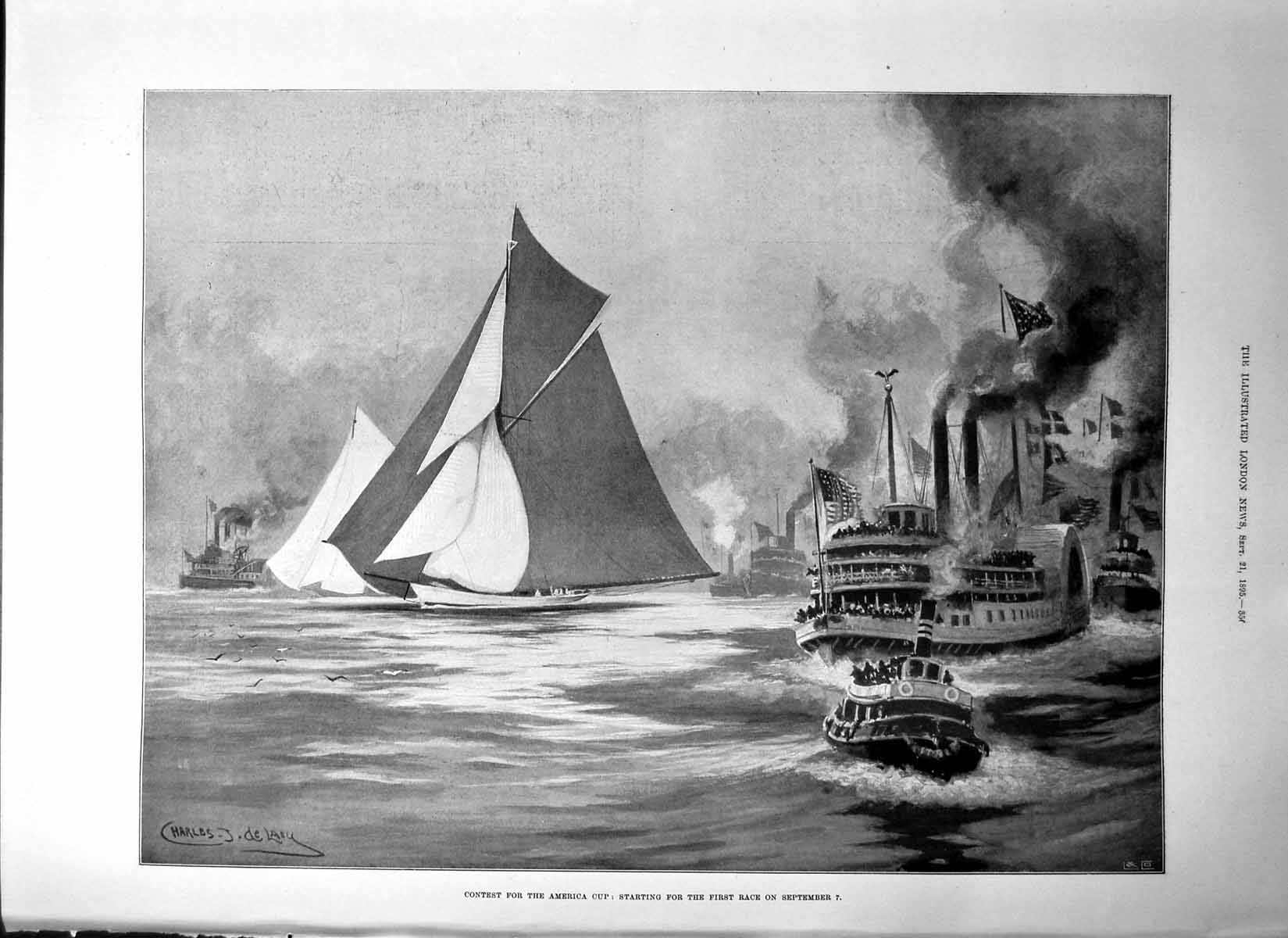 Old Print America Cup Fire On Board Iona Now Hermitage Wharf Wapping 1895 19th