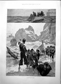 Old Print Holiday Crew Landing Ashore Camel Corps Wadi Halfeh Egypt 1895 19th