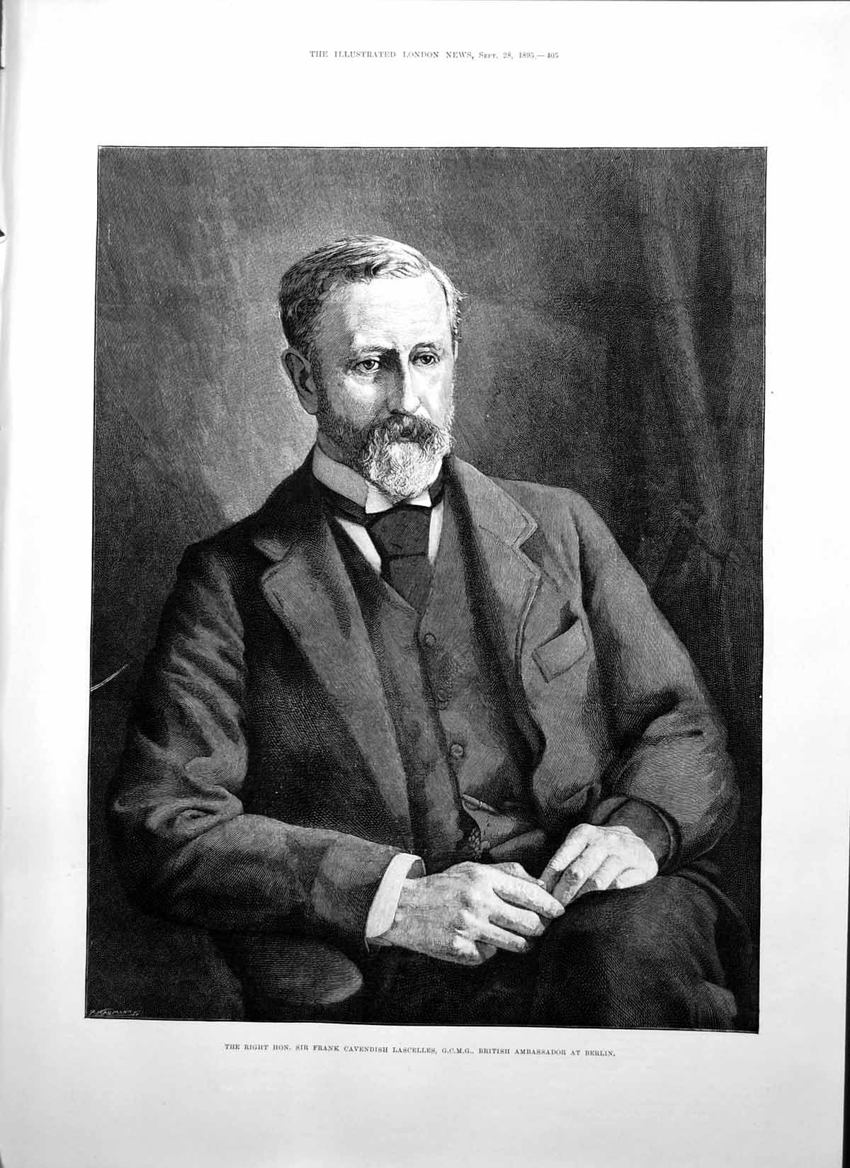 Antique Print Sir Frank Cavendish Lascelles British Ambassador Berlin 1895 19th