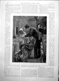 Antique Old Print Day Their Wedding Man Asks Althea Sit With Her Train 1895