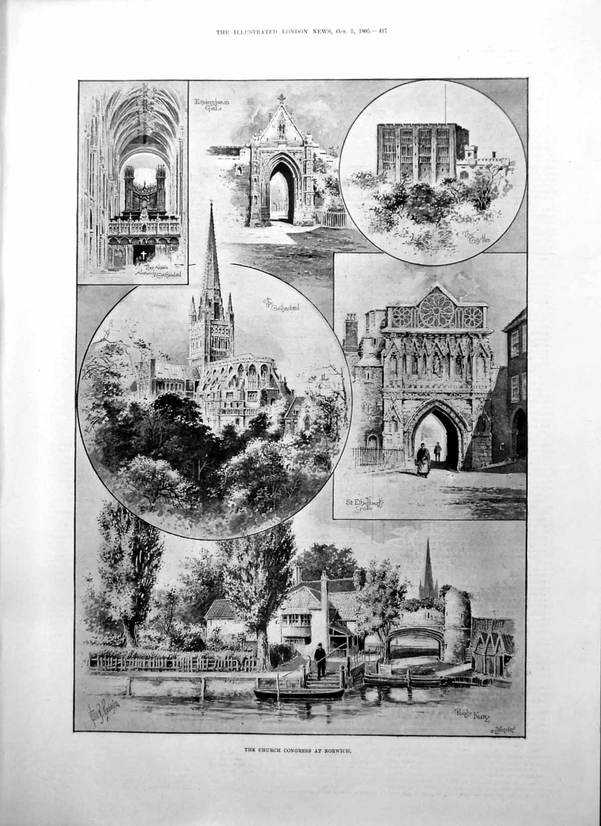 Old Church Congress Norwich Pooly Ferry Cathedral St Ethelberts 1895 Victorian