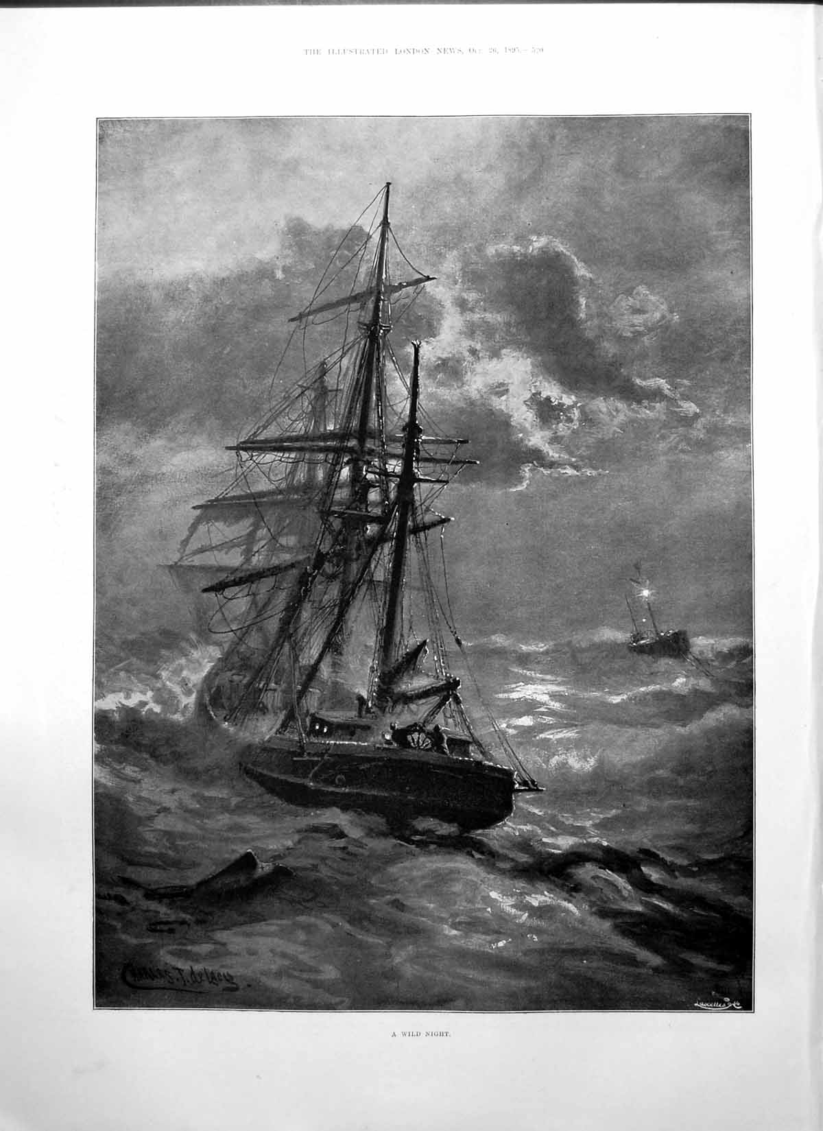 Old Wild Night Chas De Lacy Ship Rest In Gloaming John Scott Woman 1895 19th