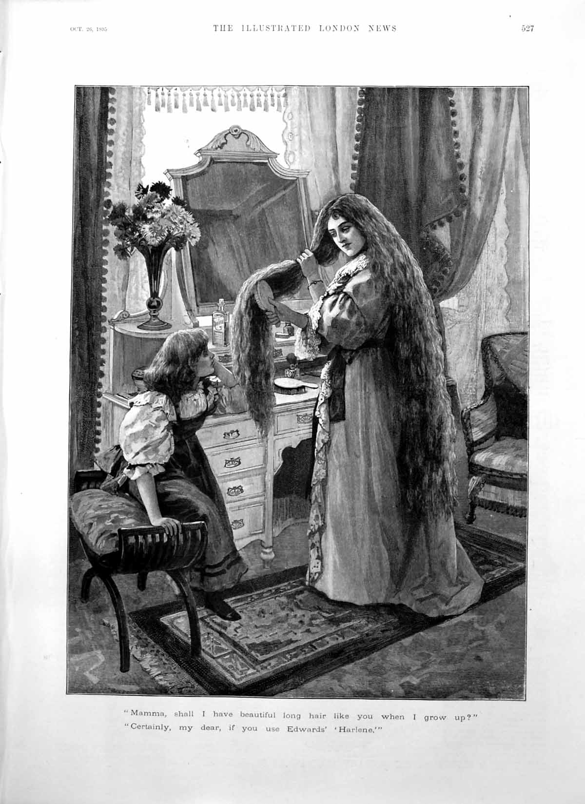 Old Mother Child Asking If She Will Have Beautiful Hair Use Harlene 1895 19th
