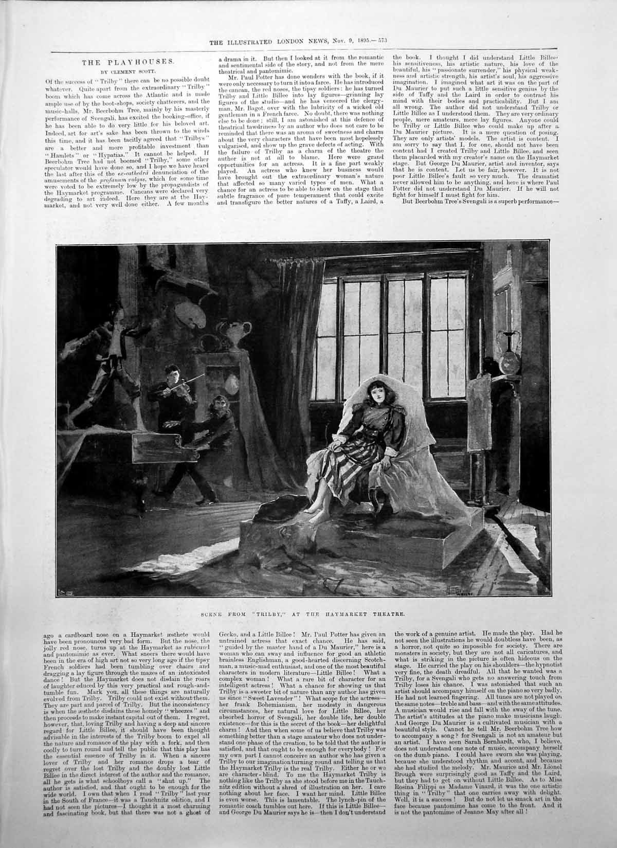 Old Print Trilby Haymarket Theatre Sir James Patterson Gen Duchesne 1895 19th