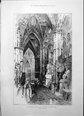Old Antique Print Henry Purcell Tomb Westminster Abbey Hannan GMine 1895 19th
