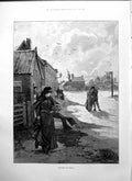 Antique Old Print Sunshine Shadow Street Ashanti Expedition GCoast Tent 1895