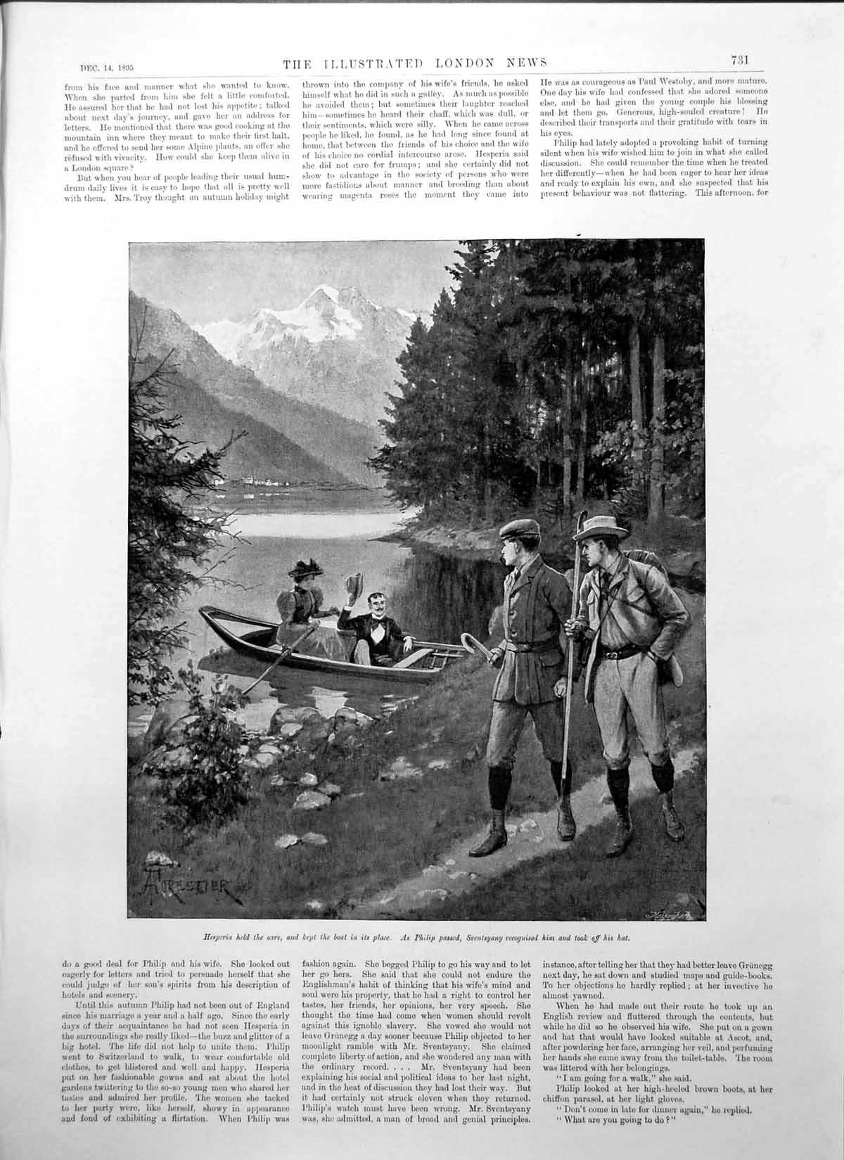 Old Print Hesperia Lady Boat Philip Sventsyany William Lecky Mp Dublin Uni 1895