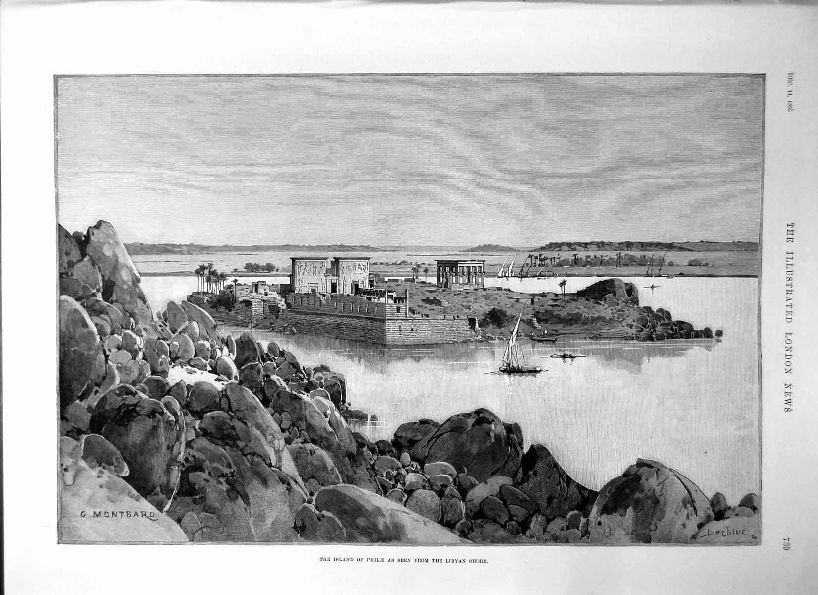 Old Island Philae Libyan Shore East Bank Nile Submersion Dam Built 1895 19th