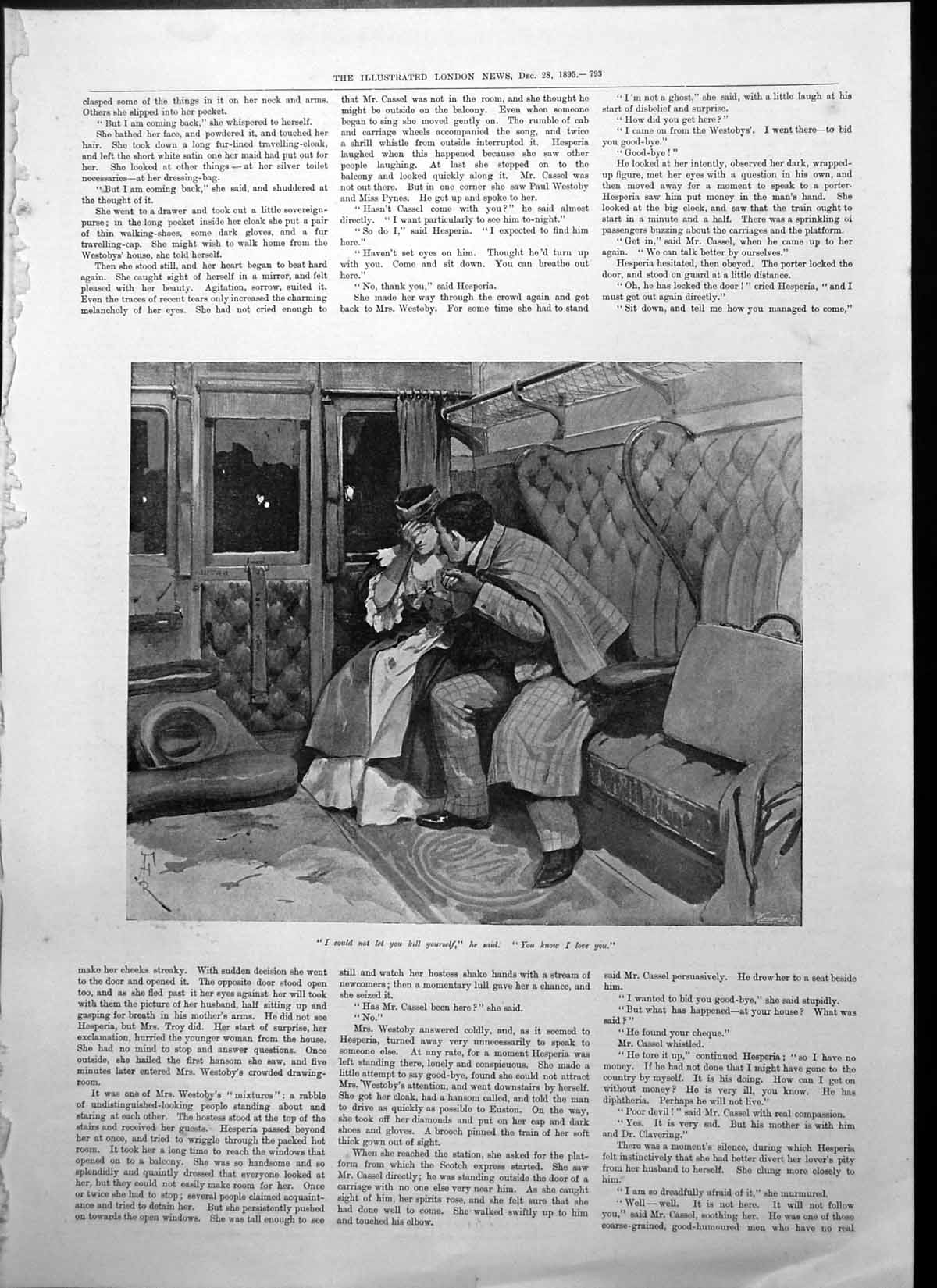 Antique Old Print Woman With Future Couple Carriage He Said He Loved Her 1895