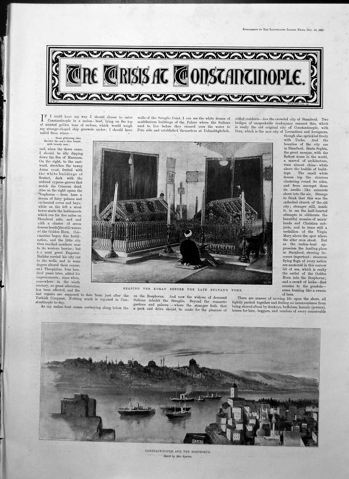 Old Crisis Constantinople Sultans Tomb Bosphorus Mosque Dervishes 1895 19th