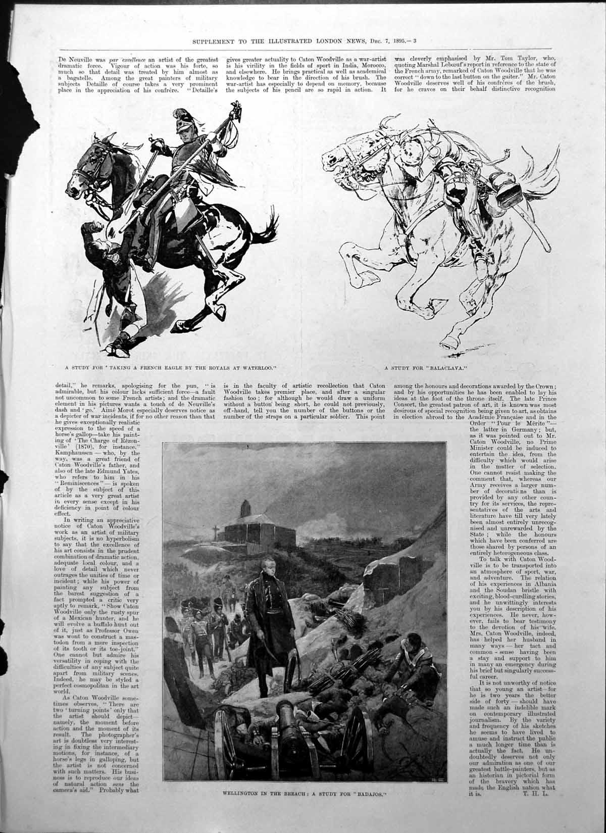 Antique Old Print Taking French Eagle Royals Waterloo Balaclava Badajos 1895