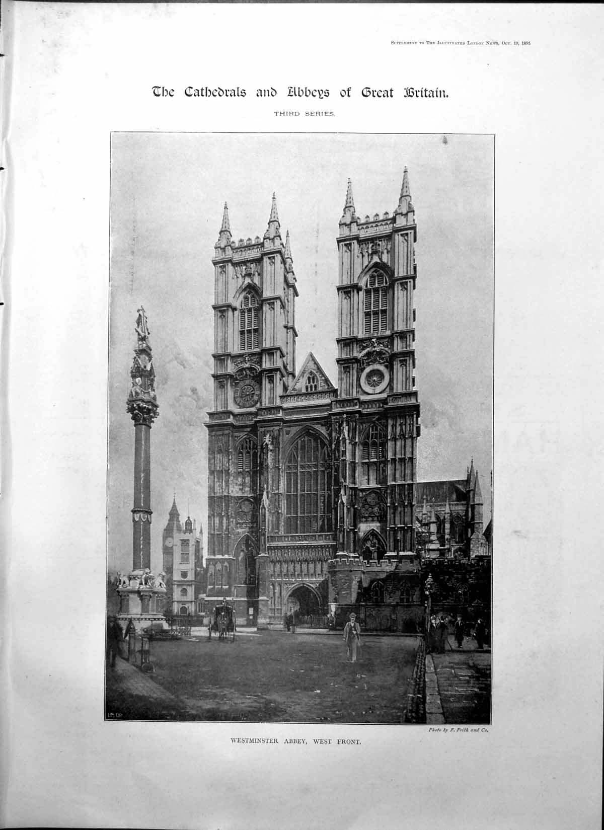 Antique Old Print Westminster Abbey West Front From Deans Garden F Frith 1895