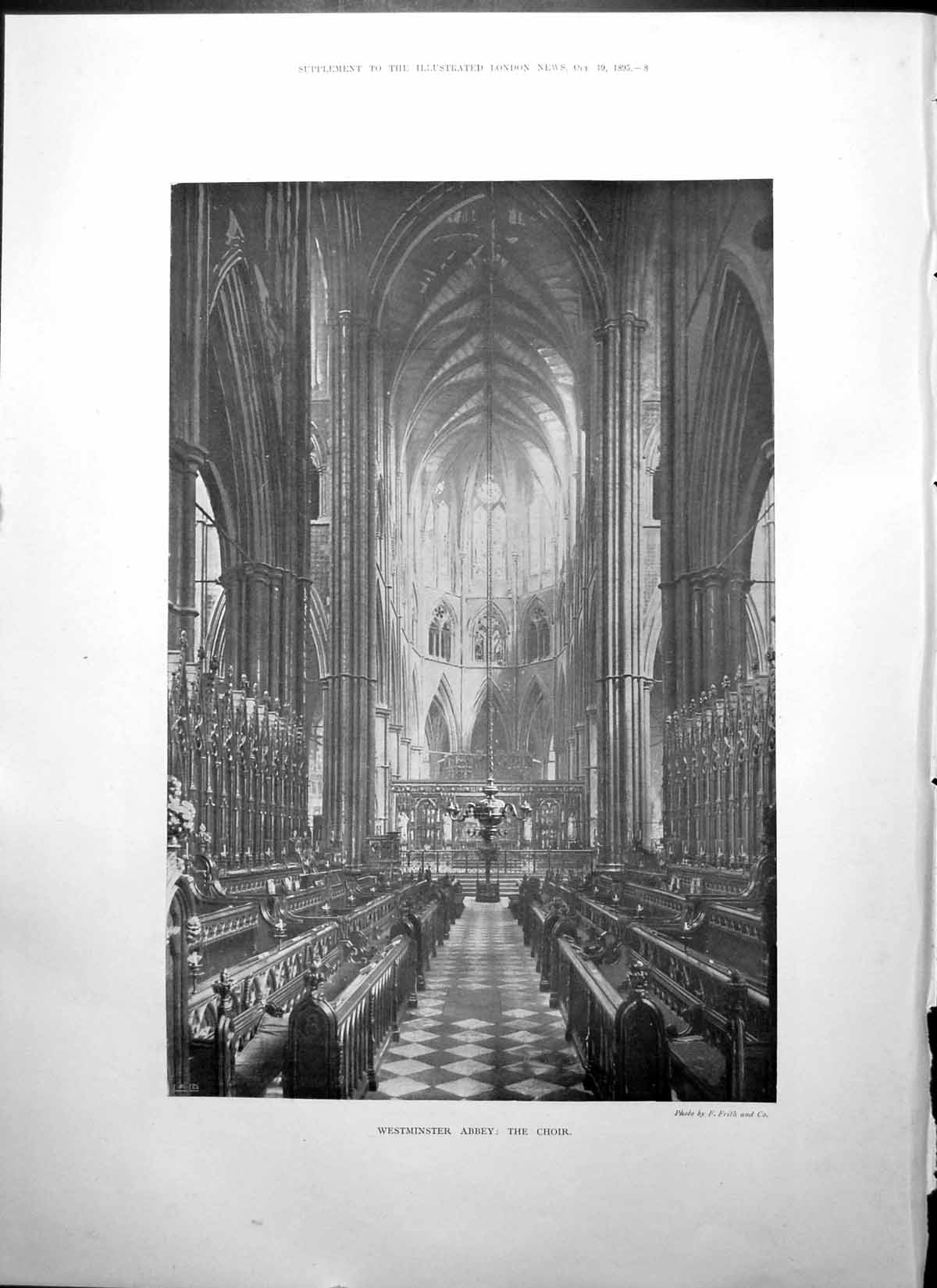 Old Print Westminster Abbey Choir Bath Abbey Somersetshire Exterior 1895 19th
