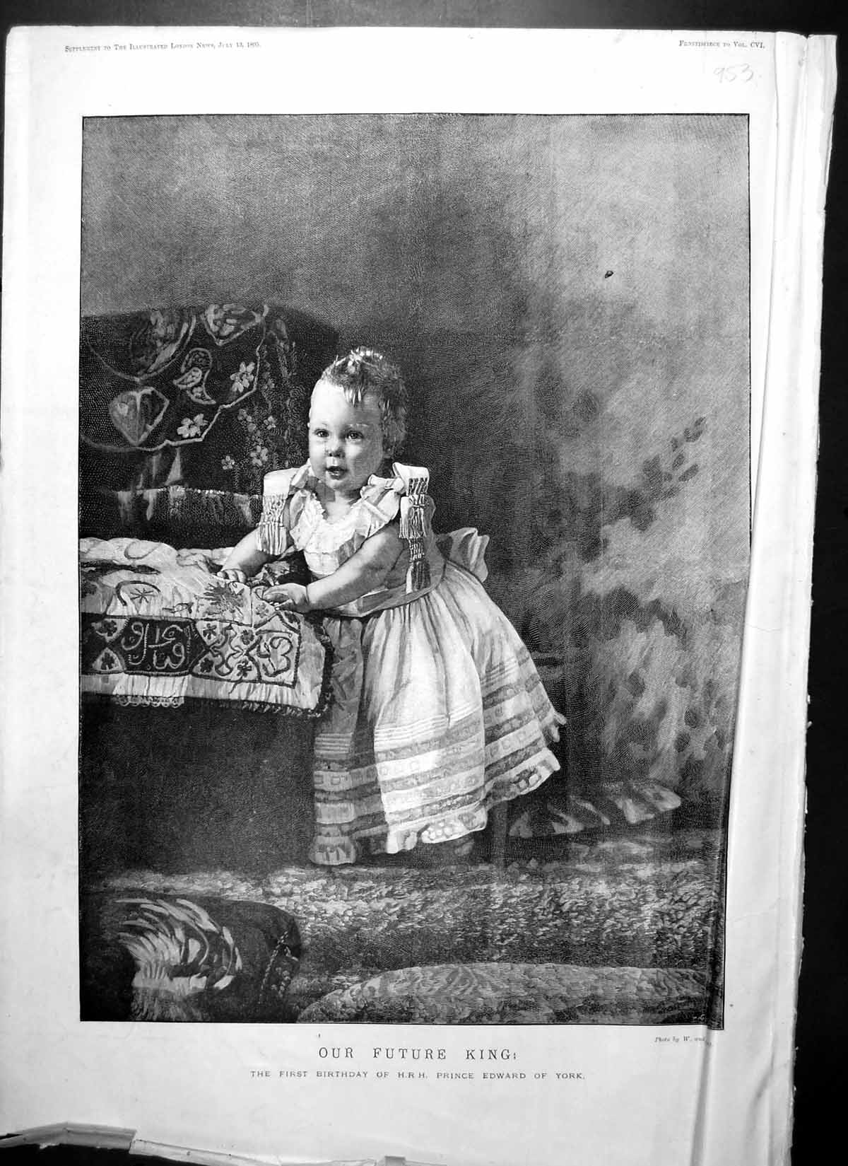 Antique Print Our Future King First Birthday H R H Prince Edward York 1895 19th