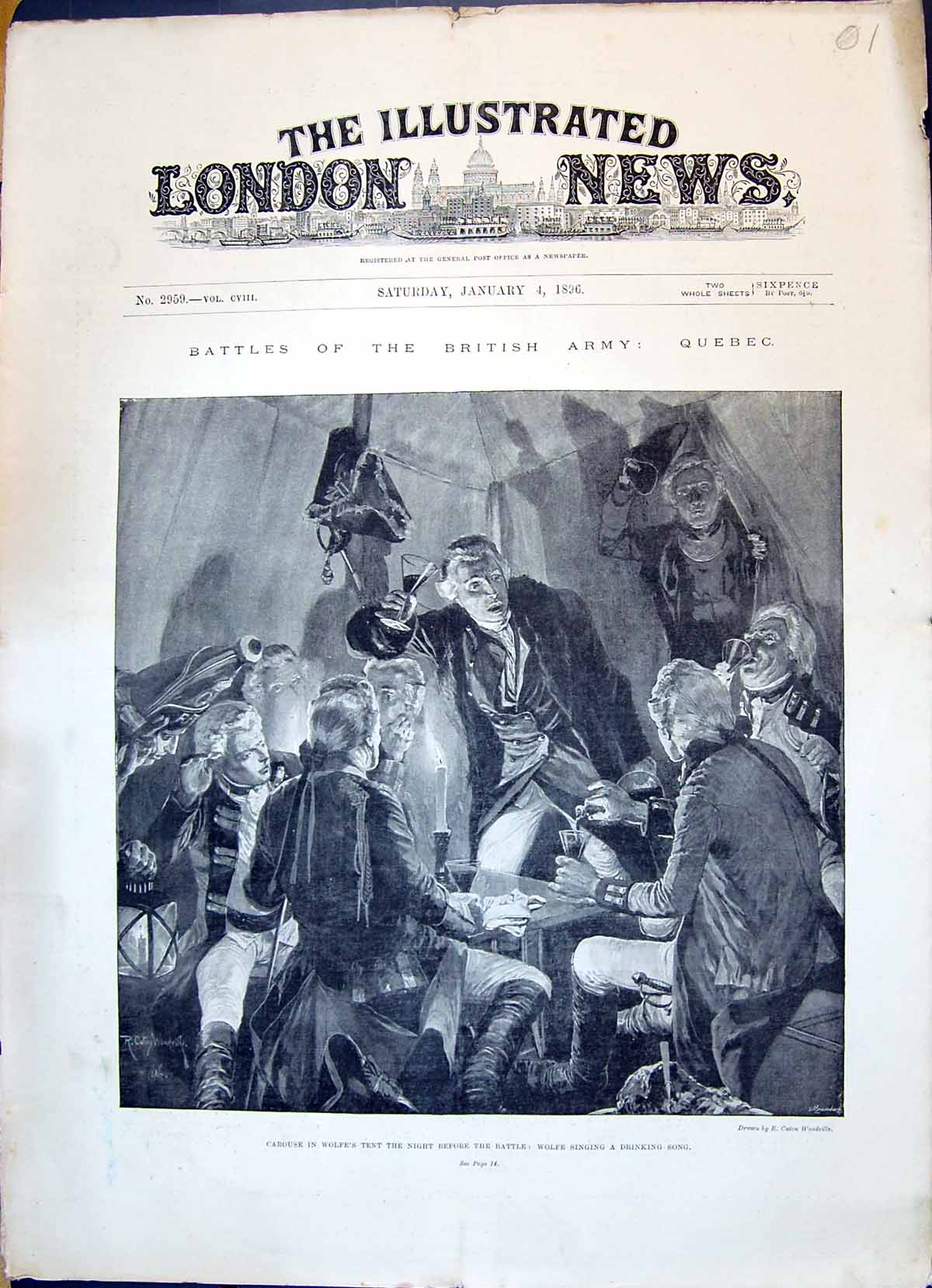 Old 1896 British Army Quebec War Carouse Wolfe Tent Drinking Song Woo Victorian