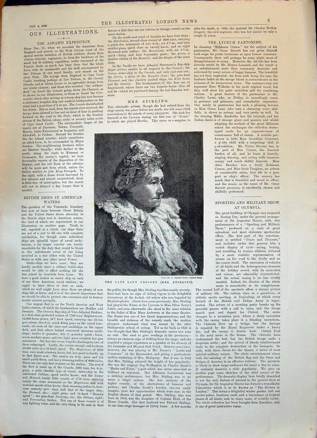 Old 1896 Lady Gregory Mrs Stirling Woman'S Reason Shaftesbury Theatre Victorian