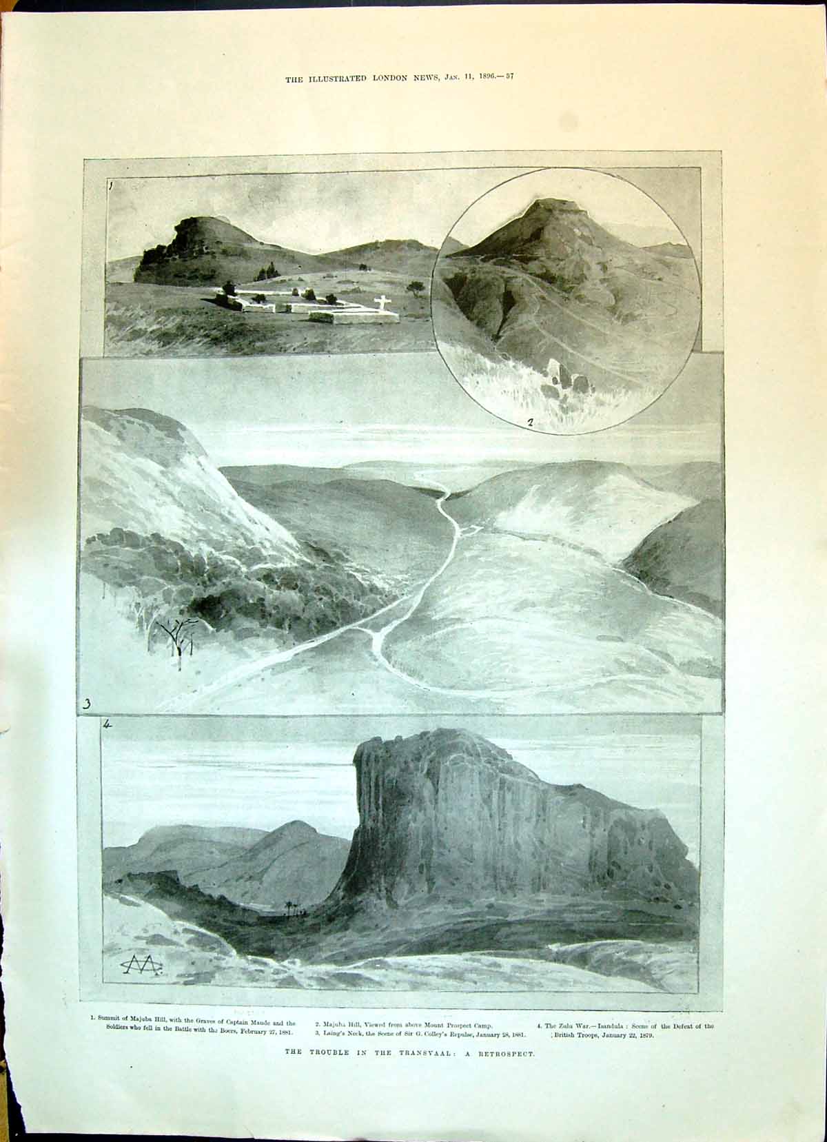 Old 1896 Transvaal Majuba Captain Maude Zulu War Isandula Laing'S Kru Victorian