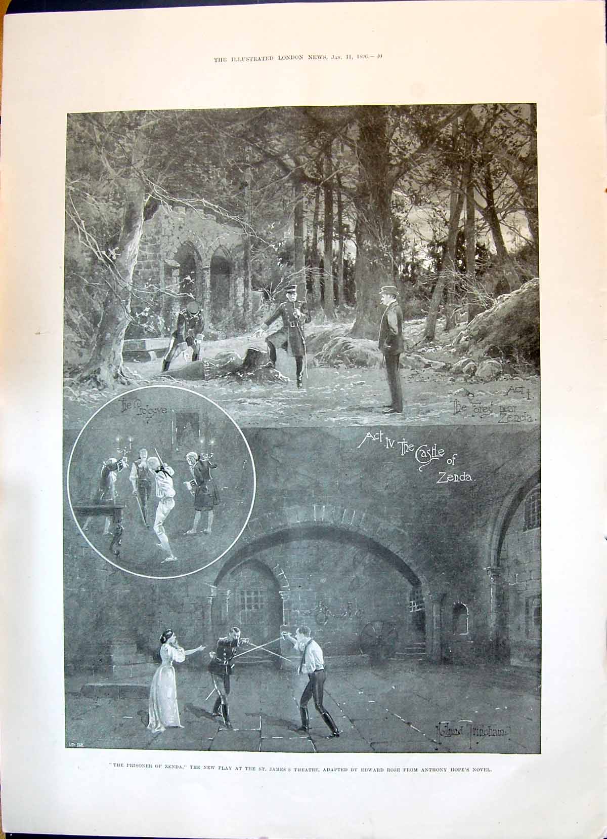 Old 1896 Prisoner Zenda James'S Theatre Rose Hope Willoughby Coventry Victorian