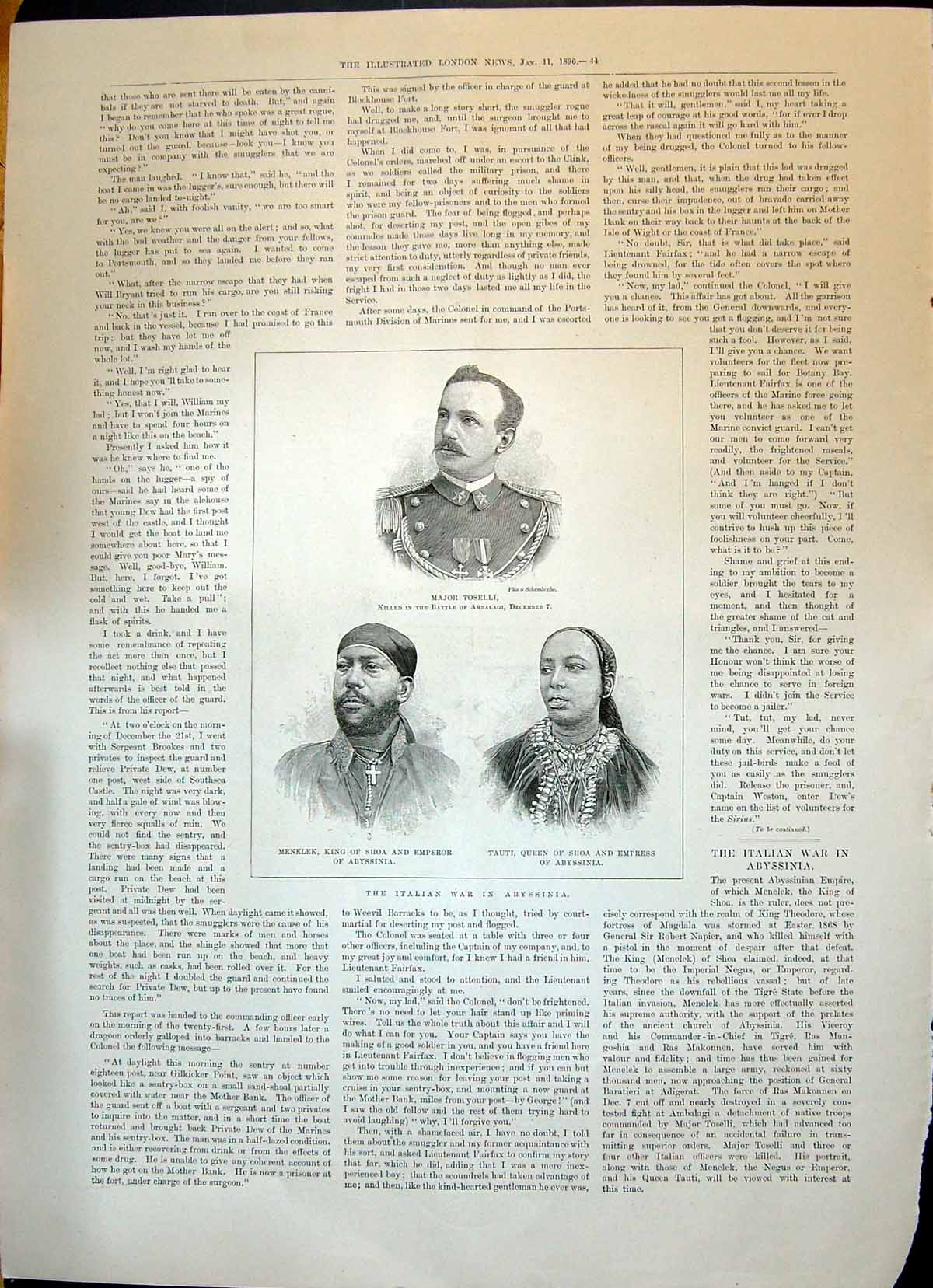 Old 1896 Major Toselli Menelek King Shoa Abyssinia Tauti Queen Empres Victorian