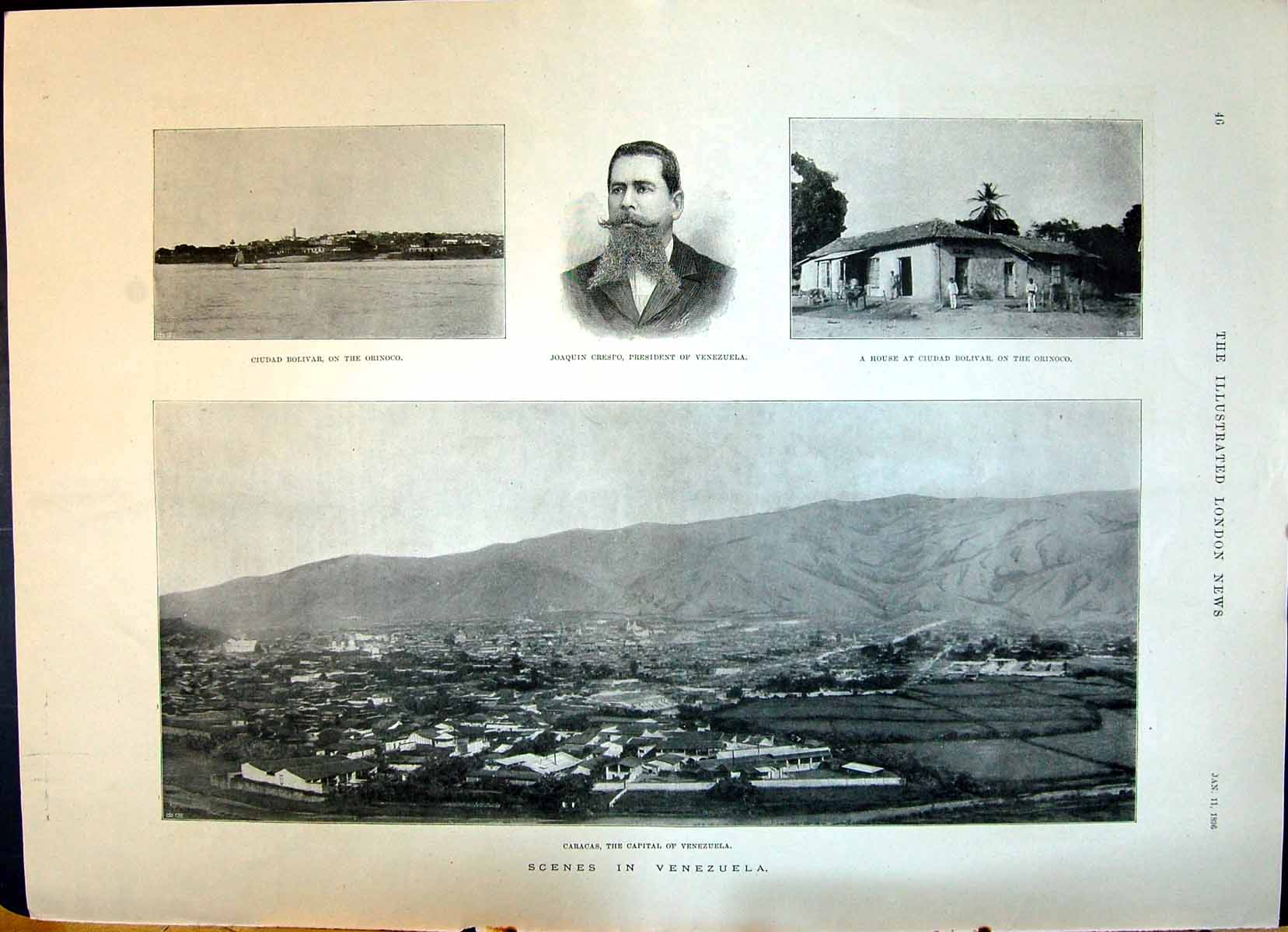Old 1896 Venezuela Caracas Joaquin Crespo Ciudad Bolivar Orinoco Asha Victorian