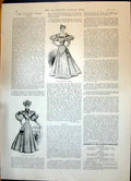 Antique Print 1896 Ladies Fashion White Satin Ball Dress Travelling Pelisse