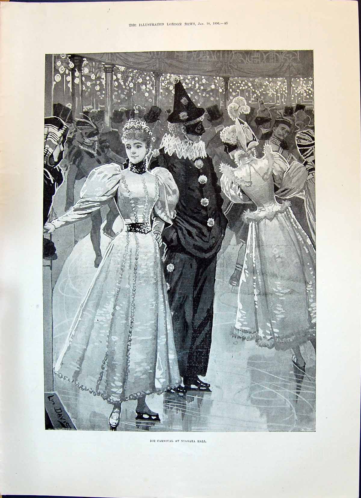 Old 1896 Ice Carnival Niagara Hall Ladies Fashion Millard Cloth Walki Victorian
