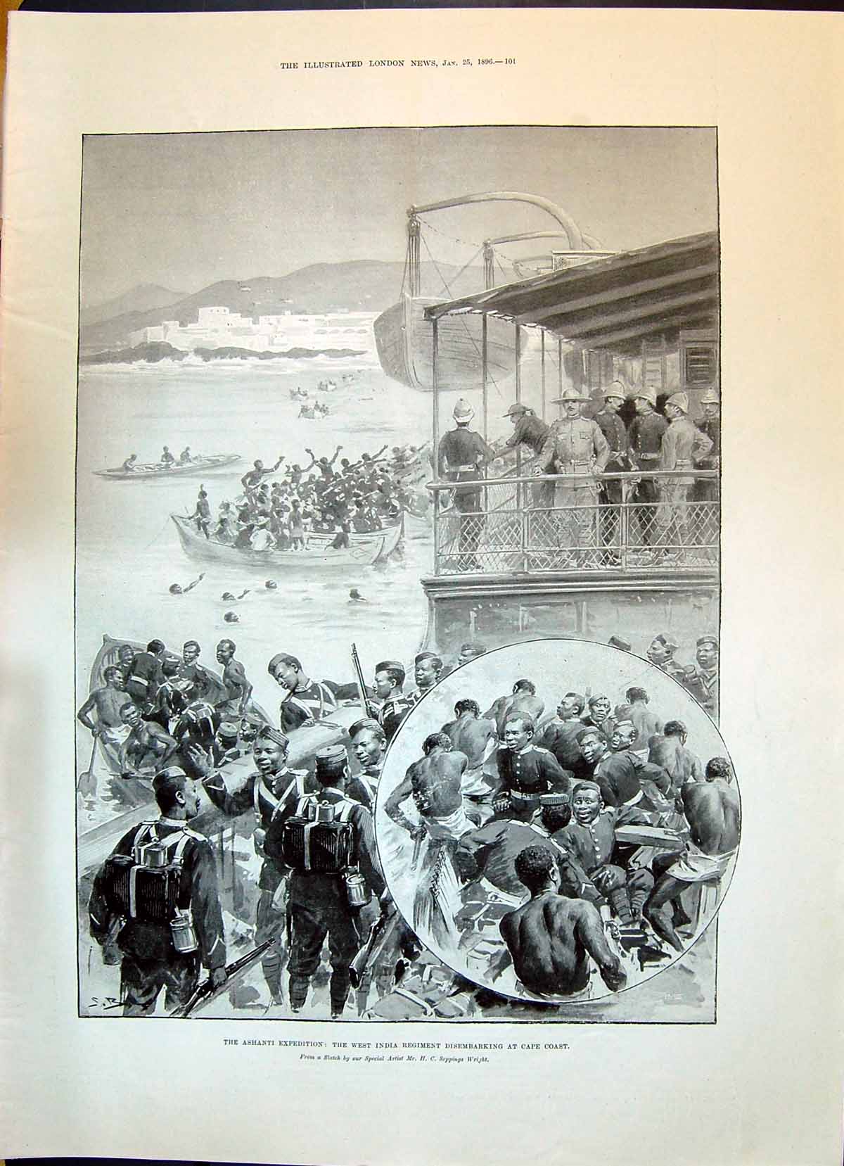 Old 1896 Ashanti Cape Coast India Regiment Tuke Delaware Rogers Floqu Victorian