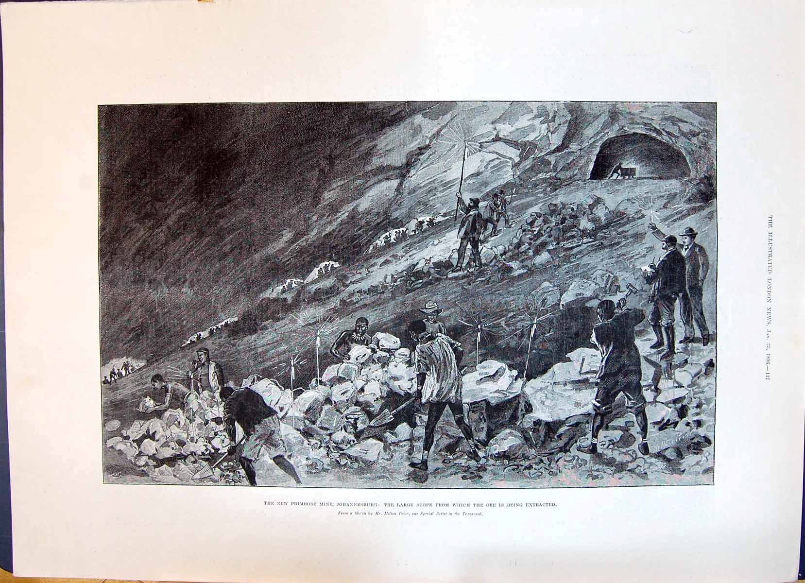 Old 1896 Primrose Mine Johannesburg Stope Ore Miners Ladies Fashion T Victorian