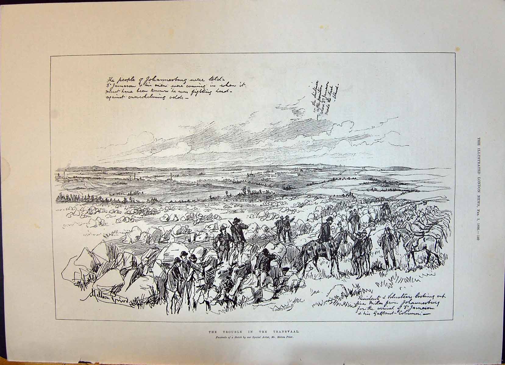 Old Print 1896 Transvaal War Johannesburg Africa Siers Volunteers Railwa 19th