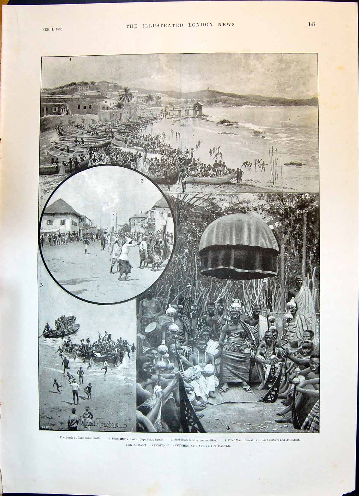 Old 1896 Ashanti Cape Coast Castle Chief Mauli Bussah Prince Christia Victorian