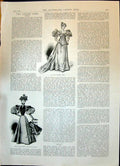Old 1896 Ladies Fashion Satin Evening Dress Green Cloth Black Bodice Victorian