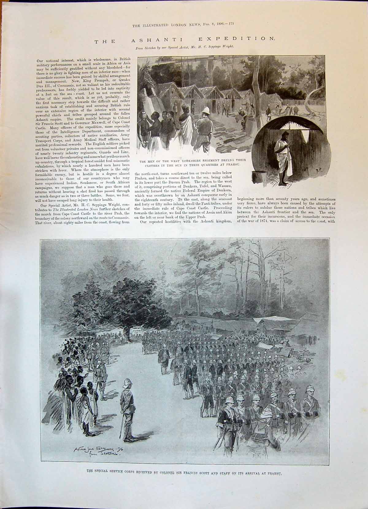 Antique Print 1896 Ashanti Yorkshire Siers Prahsu Colonel Scott Whippingham