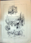 Antique Print 1896 Coaching Inns Falcon Dayton Arms Godstone Angel Grantham