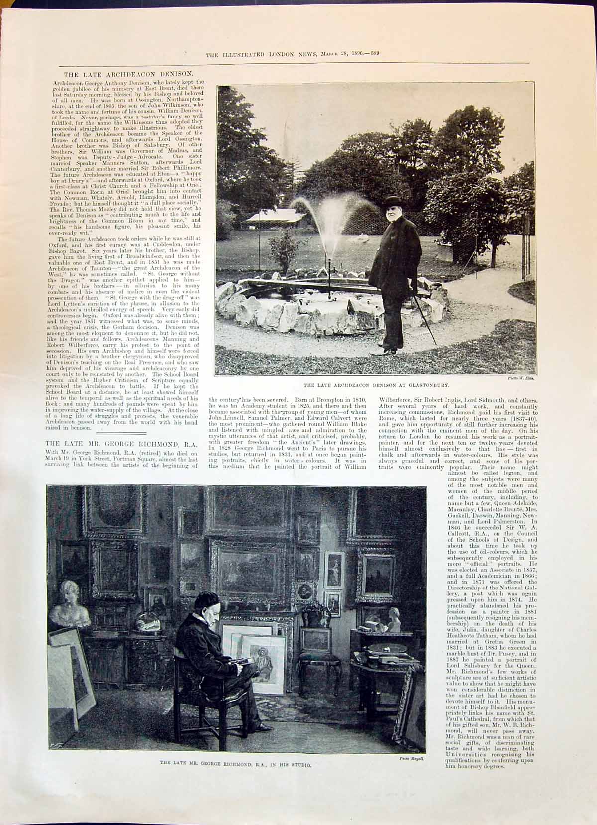 Old 1896 Archdeacon Denison Glastonbury George Richmond Studio Techni Victorian