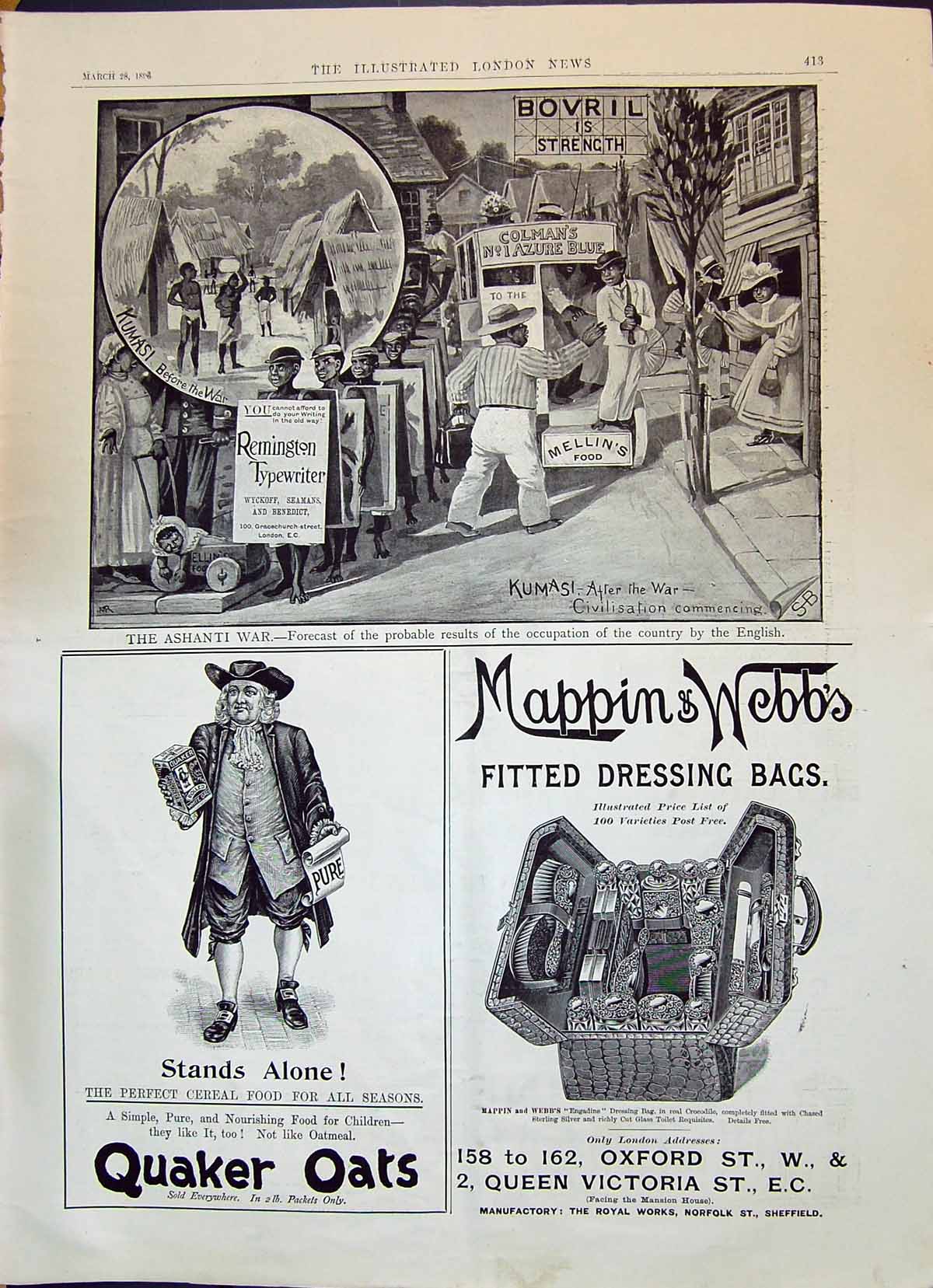 Old 1896 Mappin Webb Quaker Oats Ashanti War Kumasi Bovril Remington Victorian