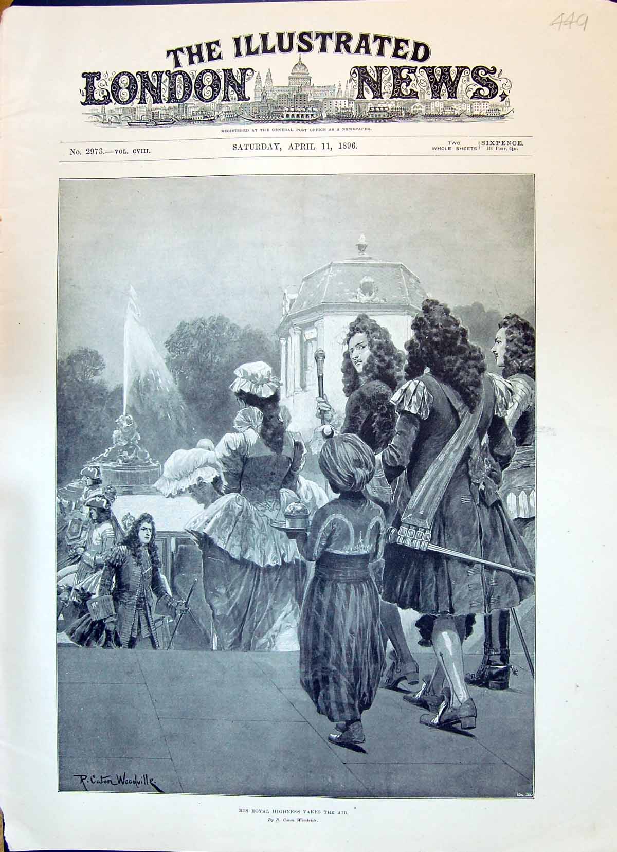 Old Antique Print 1896 Royal Highness Takes The Air Procession Woodville 19th