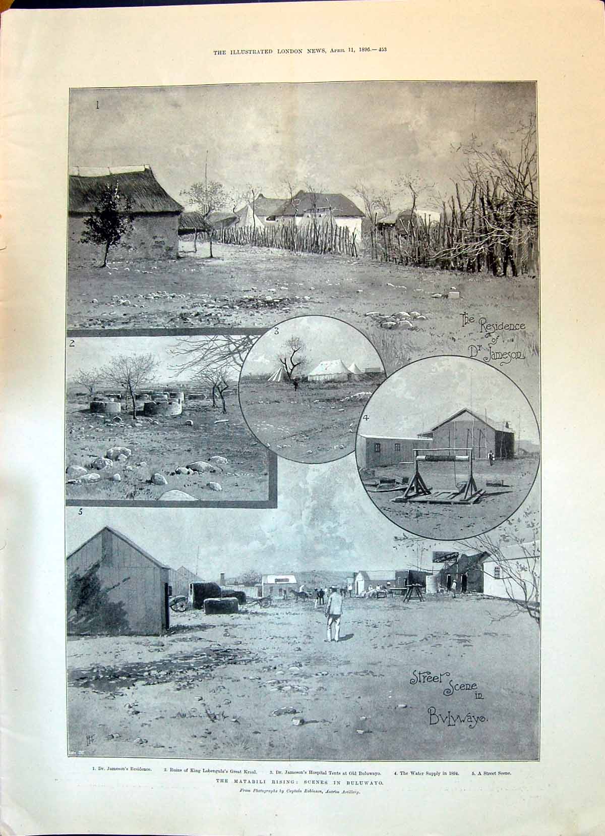 Old 1896 Matabili Buluwayo Jameson King Lobengula Kraal Map Matabilil Victorian