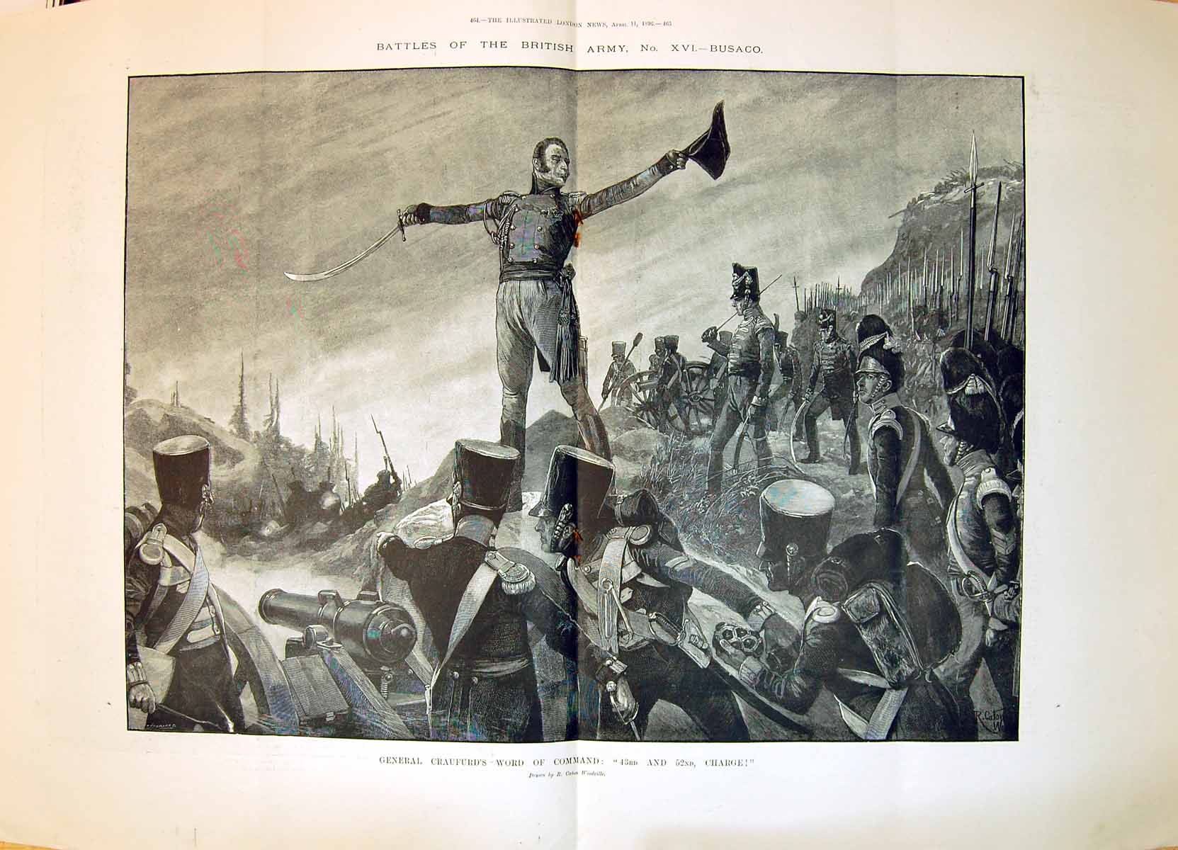 Antique Print 1896 British Army War Busaco General Craufurd Command Siers 19th