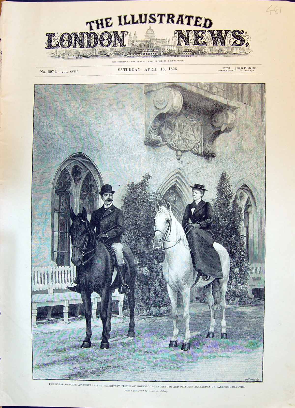 Old 1896 Wedding Coburg Prince Hohenlohe-Langenburg Alexandra Saxe-Co Victorian