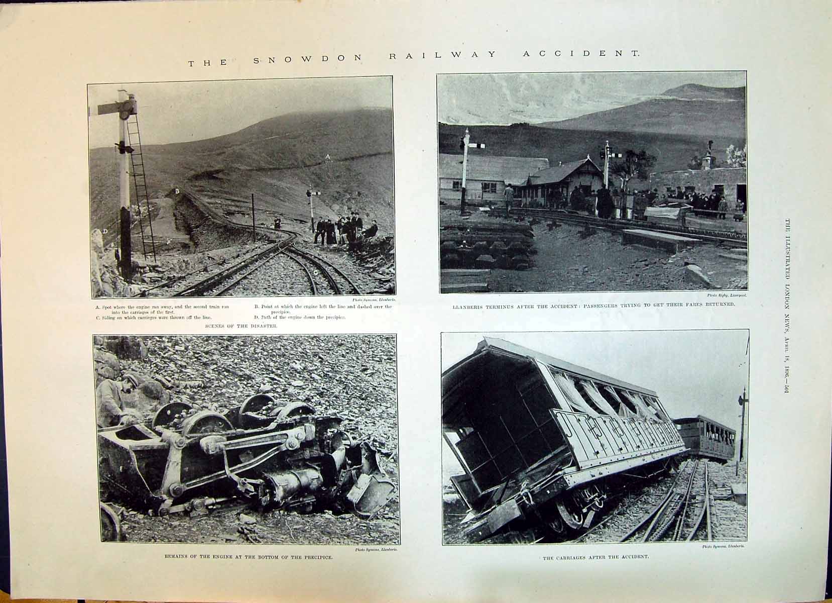 Print 1896 Snowdon Railway Accident Llanberis Train Crash Ladies Fashion Pram