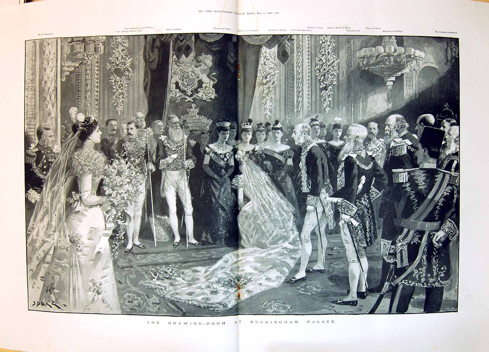 Old 1896 Buckingham Palace Princess Wales Duchess Albany Prince Salis 19th