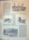 Old 1896 Drilling Oil Tapping Petroleum Wells Derrick Building Rouman Victorian