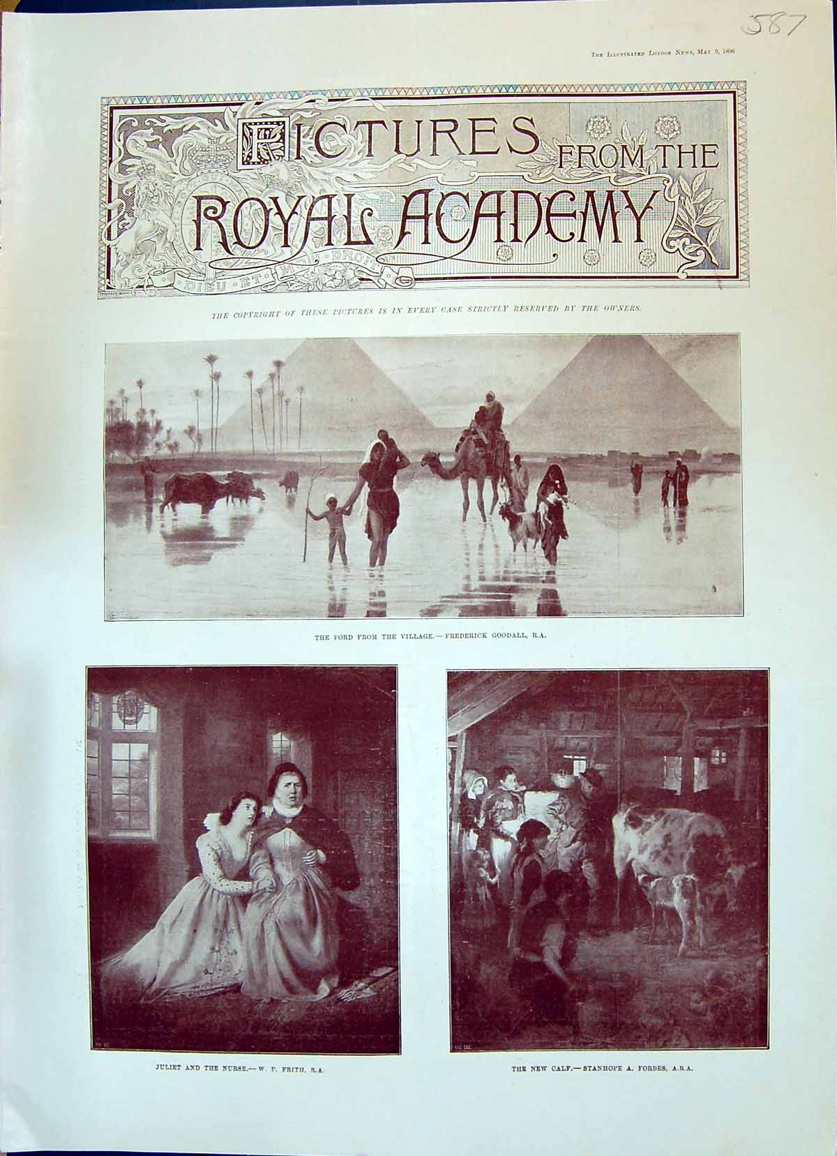 Old 1896 Royal Academy Art Juliet Nurse Goodall Forbes Sheep Wales Fa Victorian