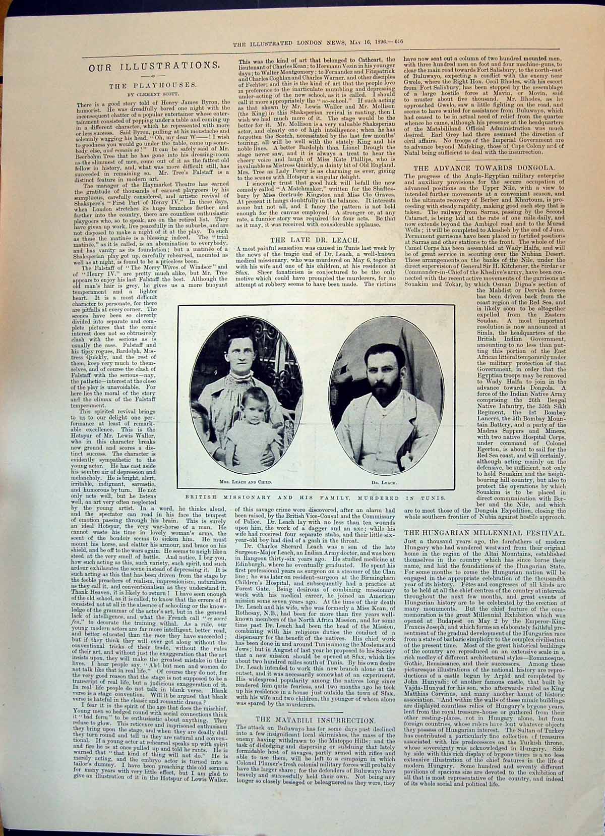 Old 1896 British Missionary Murdered Tunis Africa Mrs Dr Leach Child Victorian