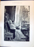 Antique Old Print 1896 Woodville Sisters Wedding Woman Watching House Window