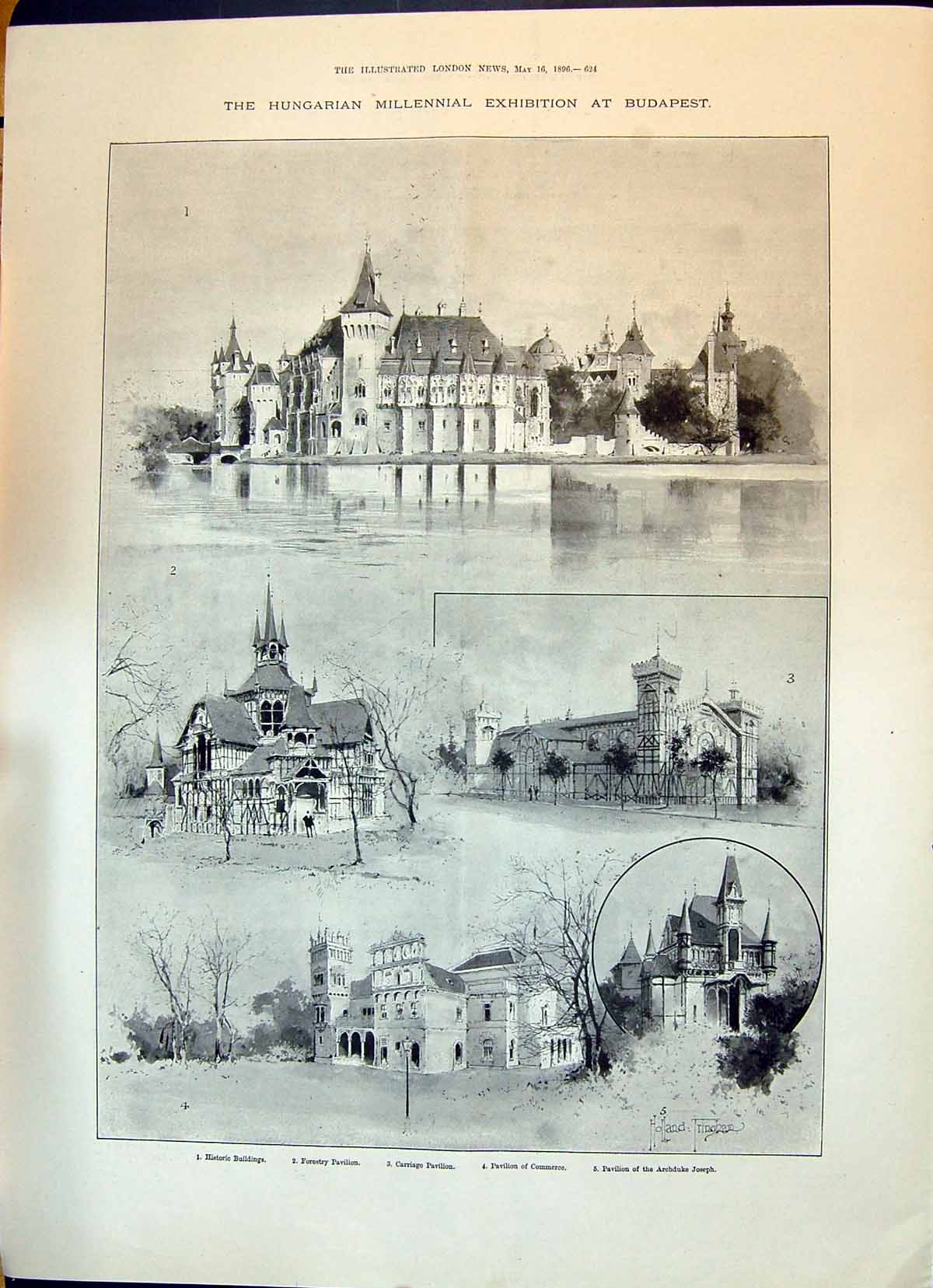Old 1896 Hungary Budapest Pavilion Archduke Joseph Commerce Carriage Victorian