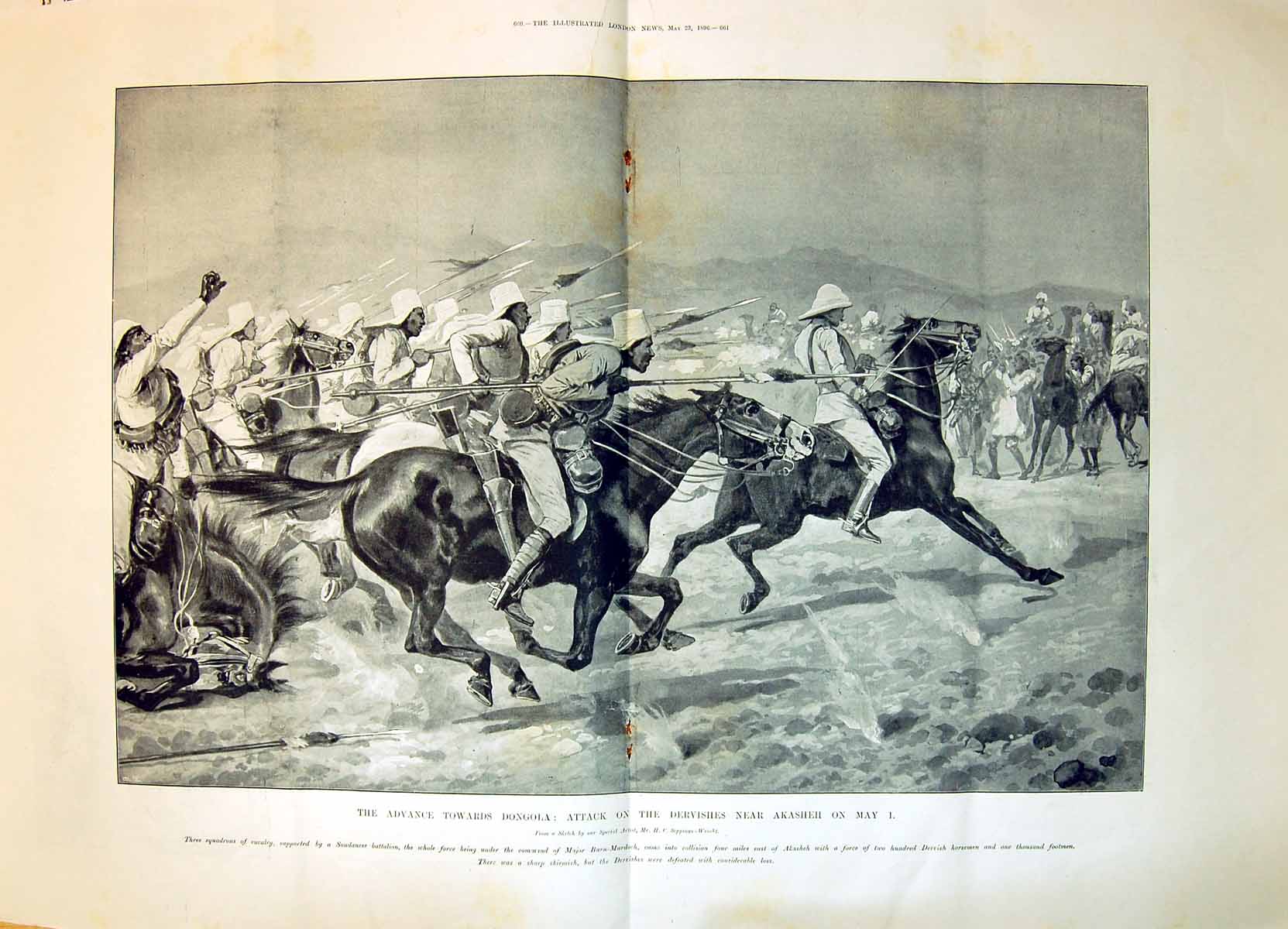 Old 1896 Dongola Attack Dervishes Akasheh Soudanes Siers Burn-MurdVictorian