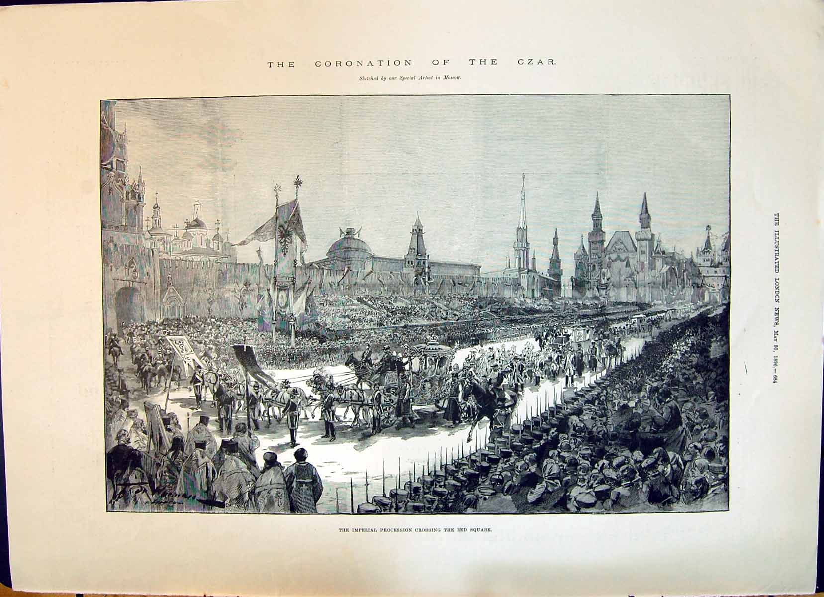 Old 1896 Coronation Czar Procession Red Square Ringing Church Bells M Victorian